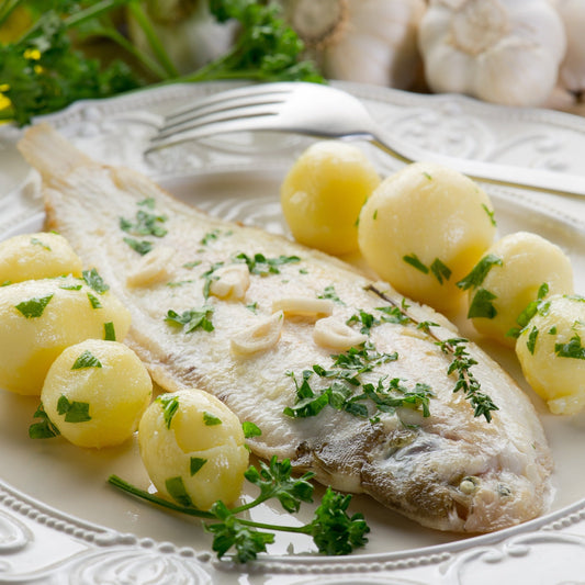 Dover Sole Whole to Buy Online. "Kitchen Ready" with tail and spine intact for tableside presentation. 